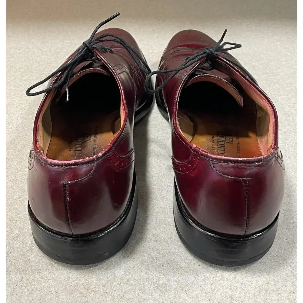 Allen Edmonds Kingswood Burgundy Wingtip Oxford Dress Shoes Men 10.5 B- Preppy